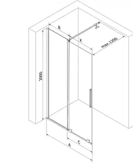Sprchové dvere MEXEN/S - Velar Sprchová zástena posuvná Walk-in 100 x 200, dekor 8 mm, meď kartáčovaná 871-100-000-33-65