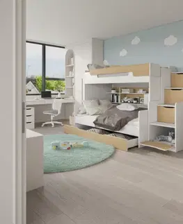 Postele ArtBed Detská poschodová posteľ s roštom HARRY | dub hikora 120 x 200 cm