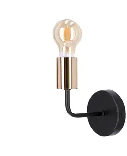 Nástenné svetlá Čierna kovová nástenná lampa bez tienidla Spill