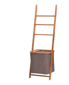 Kúpeľňový nábytok KONDELA Volver stojan na uteráky prírodná / sivá