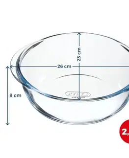 Pekáče a zapekacie misy PYREX Misa sklenená okrúhla 2,3L do teplovzdušnej fritézy 26x23x8cm PYREX