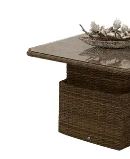 Stolčeky DEOKORK Ratanový stôl výsuvný jedálenský/odkladací 100 x 100 cm BORNEO LUXURY (hnedá)