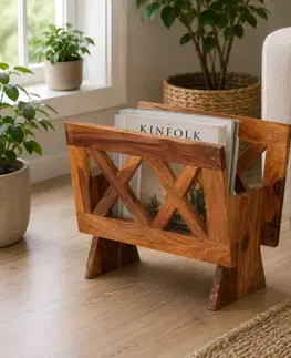 Doplnky Stojan na noviny Kali 45x35x30 indický masív palisander