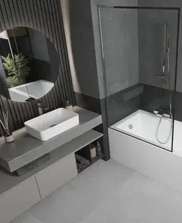 Sprchové dvere MEXEN/S - Next L vaňová zástena FIX 100 x 150, čierna vzor, chróm 895-100-000-03-70-01