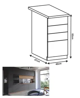 Kuchynské dolné skrinky KONDELA Langen D40S3 dolná kuchynská skrinka dub artisan / sivý mat