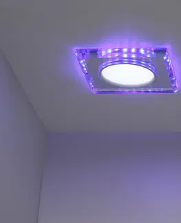 Stropná svetla Stropné svietidlo chróm/modré štvorcové LED SSP-22
