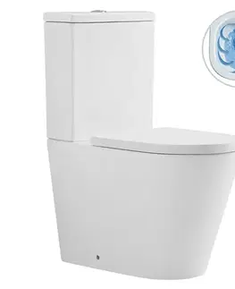 Záchody CERANO - WC kombi vyvýšené Comforto, Rimless + PP sedátko - biela lesklá - 90,5x39 CER-667754