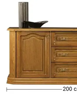 Komody PYKA Kinga V 2D3S rustikálna komoda drevo D3