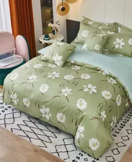 Obliečky 3 dielne obliečky Krepové polycotton Nela zelená 200x140cm+90x70cm TiaHome