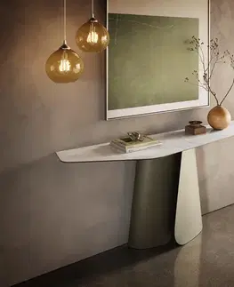 Konzolové stolíky DELIFE Konzolový stolík Edge polygonálny 180×50 cm keramika onyx perla Livos kov titánová farba