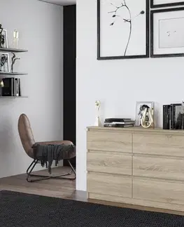 Komody a skrinky Široká komoda so zásuvkami WALMA M6 120, dub sonoma