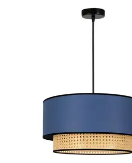 Svietidlá  - Luster na lanku BOHO 1xE27/15W/230V pr. 45 cm modrá/ratan 84366