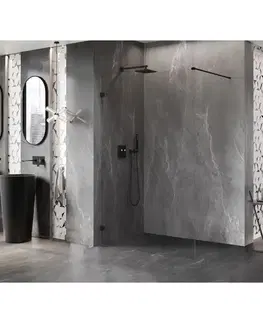 Sprchové dvere MEXEN/S - Lunar Sprchová zástena WALK-IN ľavá 100 x 200, transparent 8 mm, čierna 830-100-000-70-00-L