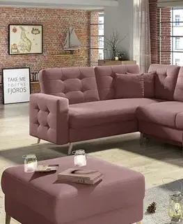 Sedacie súpravy NABBI Aveza U L/P rohová sedačka u s rozkladom ružová (Velvet Mat 63)