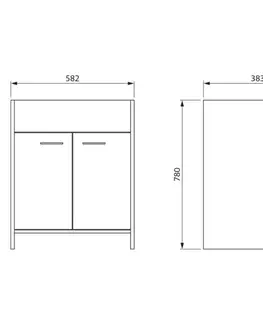 Kúpeľňový nábytok AQUALINE - Skrinka pod výlevku 58,2x78x38,3cm, plast, biela PI28038
