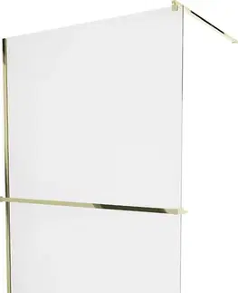 Sprchové dvere MEXEN/S - KIOTO Sprchová zástena WALK-IN s poličkou a držiakom uterákov 70 x 200, transparent 8 mm, zlatá 800-070-121-50-00