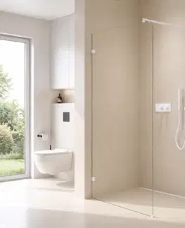 Sprchové dvere CERANO - Sprchová zástena Walk-in Orbis Round Ľ/P - 8 mm - okrúhla vzpera - biela matná, transparentné sklo - 130x200 CER-978769