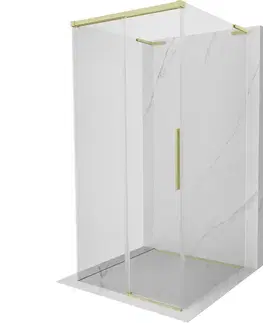Sprchovacie kúty MEXEN/S - Rox-3S L sprchový kút 3 stenný, posuvný 120 x 120, transparent, zlato kartáčovaná 8C2L-120-120-55-00-3S