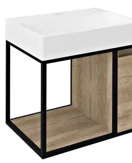 Kúpeľňový nábytok SAPHO - SKARA umývadlová skrinka 100x49,5x46,5cm, čierna matná/dub Alabama CG004-2222