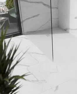 Vane MEXEN/S - Stone+ obdĺžniková sprchová vanička 160 x 70, biela, mriežka biela 44107016-W