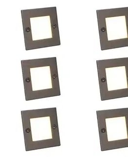 Vonkajšie zápustné svietidlá Sada 6 moderných zapustených bodových svetiel oceľ vrátane LED - Square 7