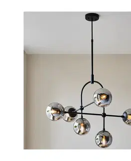 Svietidlá Endon 106661 - Luster na tyči ONTARIO 6xE14/7W/230V čierna/dymová čierna 106661