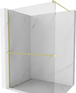 Sprchové dvere MEXEN/S - Kioto+ Sprchová zástena s poličkou WALK-IN 120 x 200, transparent, zlatá kartáčovaná 800-120-121-55-00