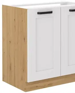 Kuchynské skrinky stojace Kuchynská skrinka LUNA biely mat/artisan 80zl 2f bb