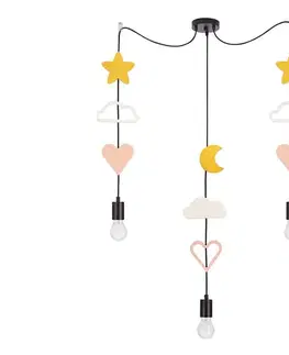 Svietidlá  Detský luster na lanku TRIO 3xE27/20W/230V žltá/biela/ružová 33-27542