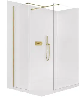 Sprchovacie kúty CERANO - Sprchová zástěna Walk-in Onyx T L/P - 8 mm - hranatá vzpěra - zlatá, transparentní sklo - 60x60x200  CER-8050BD3621