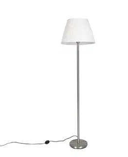Stojace lampy Moderná stojaca lampa oceľová s bielym plisovaným tienidlom 45 cm - Simplo
