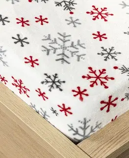 Plachty 4Home Vianočné prestieradlo mikroflanel Snowflakes, 160 x 200 cm