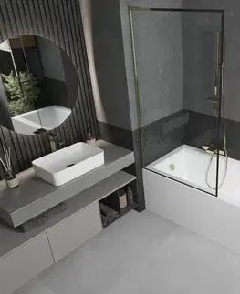 Sprchové dvere MEXEN/S - Next L vaňová zástena FIX 90 x 150, čierna vzor, zlatá 895-090-000-03-70-50