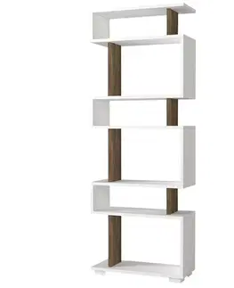 Knižnice Knižnica Blok - White, Walnut