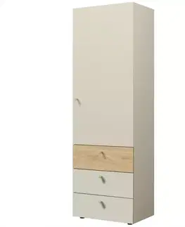 Šatníkové skrine Skrinka Yuki 4 Sivá Béžová/Olejovaný Dub