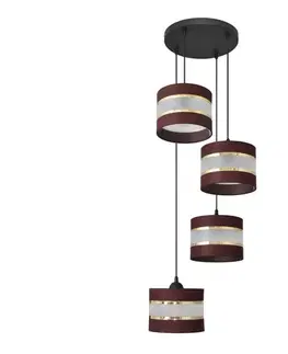 Svietidlá  Luster na lanku HELEN 4xE27/15W/230V hnedá/čierna/zlatá W-KD 0801/4 BK-B +BR+GO+MAT
