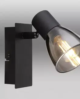Lampy do obývačky Nástenná lampa 54307-1 čierna MAT  K