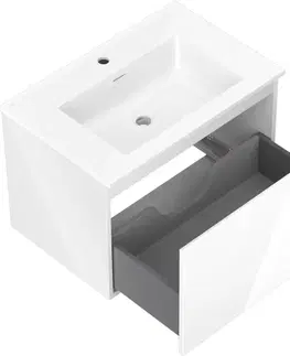 Kúpeľňový nábytok MEXEN/S - Orio kúpeľňová skrinka 70 cm s umývadlom Otis, 1 šuplík, biela lesk 91A10-07047-1-BF00-W18M00