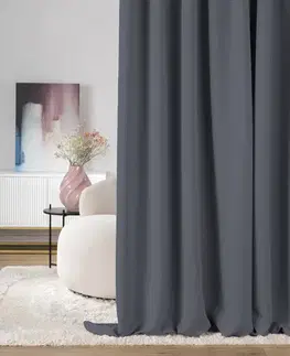 Závesy hotové Zatemňovací záves na riasiacu pásku grafitovo sivý 140 x 280 cm 1 ks.