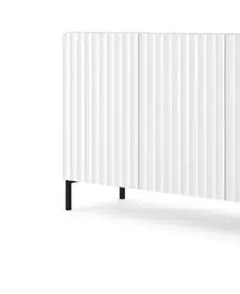 Komody ArtBm Komoda WAVE 200 | 4D Prevedenie: Biela mat / čierne nohy
