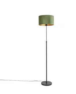 Stojace lampy Stojaca lampa čierna s tienidlom zo zamatu zelená so zlatom 35 cm - Parte