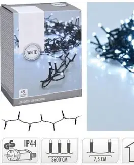 Vianočné osvetlenie Kinekus Svetlo vianočné 480 LED studené biele, 36 m, s časovačom, s funkciami, vonkajšie/vnútorné