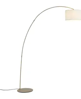 Oblúkové lampy Moderná oblúková lampa béžová s teddy tienidlom - Vinossa