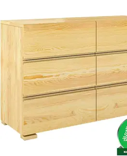 Komody do spálne Komoda drevená  borovica 6s Skandica Vestre prírodná