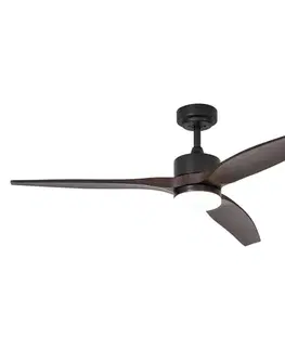 Stropné ventilátory Stropný ventilátor čierny s drevenou potlačou 132 cm vrátane LED stmievateľný s diaľkovým ovládaním - Joly