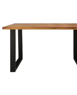 Jedálenské stoly Jedálenský stôl s kovovými nohami 180x90 cm z indického masívu palisander