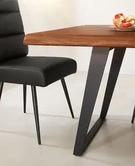 Jedálenské stoly DELIFE Jedálenský stôl Edge 260x100 XL akácia hnedá kov šikmý Live-Edge