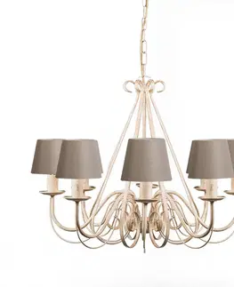 Lustre Lustr krémovej farby 60 cm s tienidlami v odtieni taupe - Giuseppe 8