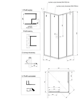 Sprchovacie kúty INVENA - Sprchovací kút štvorec PARLA, profil: chróm, sklo frosted 80x80 AK-48-181-O