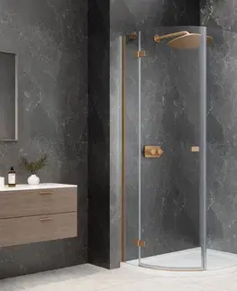 Sprchové dvere POLYSAN - GLOBE COPPER MATT štvrťkruhová sprchová zástena 900x1000, číre sklo, ľavá GB2910LPG